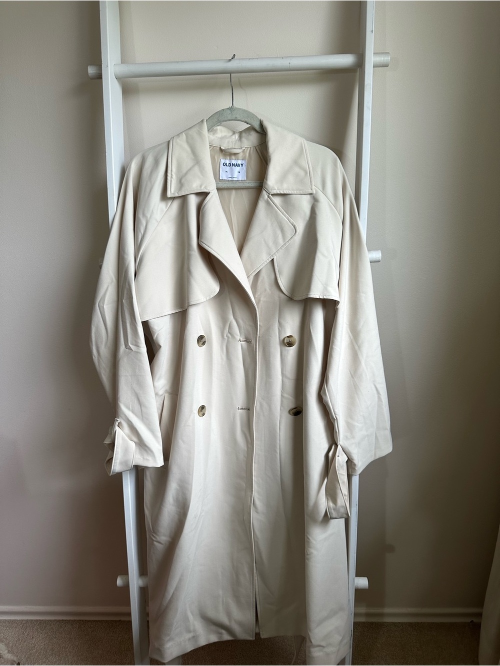 Old Navy Cream Double-Breasted Trench Coat